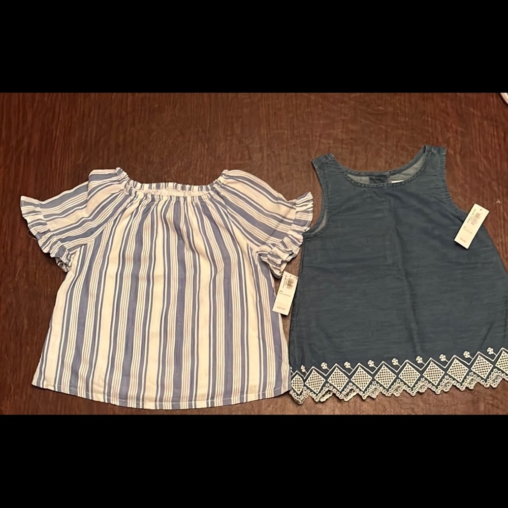 Girl Blue and White Tops